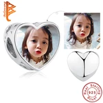 BELAWANG 925 Sterling Silver Forever Heart Charms Free Customized Photo Beads fit Original Bracelet for Women DIY Jewelry