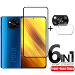 6-in-1 For Xiaomi Poco X3 Glass For Poco X3 Tempered Glass Protective Full Screen Protector For Poco X3 M3 M4 X4 Pro Lens Glass