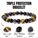 Magnetic Hematite Tiger Eye Obisidian Bracelet Men Triple Protection Health Care Stainless Steel Bracelet Women Weight Loss Gift