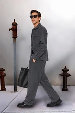 Trendyol Gray Wide Leg Stamp Trousers