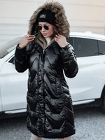 Women's winter jacket ELECIO long quilted with hood black Dstreet