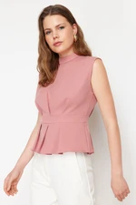 Trendyol Pale Pink Woven Crew Neck Sleeveless Blouse