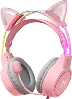 Onikuma X15 PRO Double-Head Beam RGB Wired Gaming Headset With Cat Ears Różowy Słuchawki PC