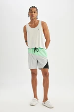 DeFactoFit Regular Fit Printed Flexible Textured Short Swim Shorts