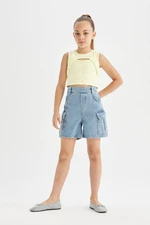 DEFACTO Girls Cargo Jean Shorts