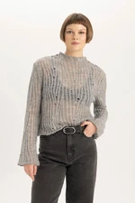 DEFACTO Relax Fit Half Turtleneck Lace Sweater