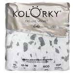 KOLORKY Deluxe Velvet - Puntíky - XL (12-16 kg) jednorázové eko plenky se sametovým povrchem 17 ks