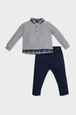 DEFACTO Baby Boy 2-Piece Set Shirt Collar Thessaloniki Fabric Sweatshirt Elastic Waist Trousers