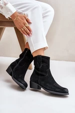 Suede ankle boots cowgirls women's low-heeled insulated sergio leone black