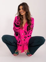 Fuchsia long cardigan with print