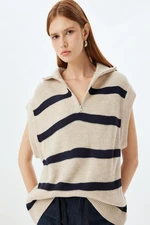 Koton Navy Blue Striped Women's Vest