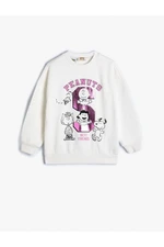 Koton Snoopy Sweatshirt Licensed Long Sleeve Crew Neck Raised