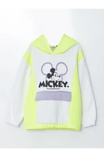 LC Waikiki Girls Hooded Mickey Mouse Printed Long Sleeve Sweatshirt