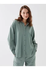 LC Waikiki Plain Long Sleeve Oversize Linen Blend Women's Shirt