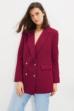 Trendyol Burgundy Oversize Lined Buttoned Woven Blazer Jacket