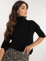 Black loose women's turtleneck sweater