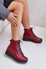 Women's Lightweight Insulated Ankle Boots With Platform And Wedge Burgundy Savindria