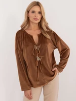 Light brown velour blouse large size