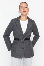 Trendyol Gray Belted Regular Lined Woven Blazer Jacket