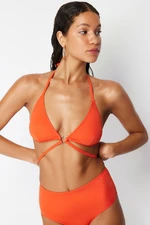 Trendyol Red Triangle Accessorized Bikini Top