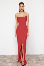 Trendyol Red Corset Detailed Woven Long Evening Dress