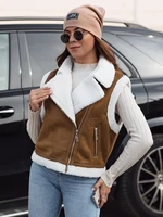 Női szarvasbőr mellény juhbőrrel WOOLZIP camel Dstreet