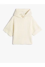 Koton Hooded Poncho Short Sleeve Knit Detail