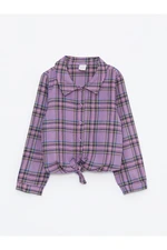 LC Waikiki Baby Collar Long Sleeve Plaid Patterned Baby Girl Shirt