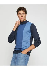 Koton Color Block Sweater Half Turtleneck