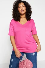 Trendyol Curve Pink Knitted Back Detailed T-Shirt