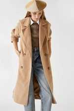 Koton Women's Belted Long Cachet Coat