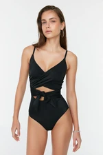 Trendyol Black Double Breasted Cut Out/With Window Normal Leg Swimsuit