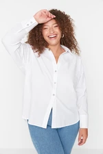 Trendyol Curve White Button Detailed Loose Woven Shirt