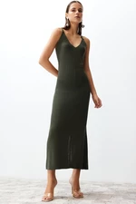 Trendyol Khaki Maxi Knitwear Basic Dress