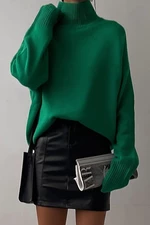 Madmext Mad Girls Green Turtleneck Sweater