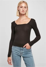 Women's square neckline with long sleeves in black