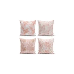 Súprava 4 dekoratívnych obliečok na vankúše Minimalist Cushion Covers Pink Leaves, 45 x 45 cm