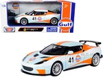 Lotus Evora GT4 41 "Gulf Oil" Light Blue with White and Orange Stripes 1/24 Diecast Model Car by Motormax