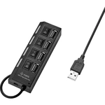 Renkforce  4 porty USB 2.0 hub možné spínať jednotlivo, so stavovými LED čierna