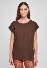 Women's T-shirt with extended shoulder brown