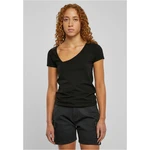 Women's T-shirt with an organic asymmetrical neckline in black