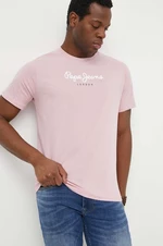 Bavlněné tričko Pepe Jeans Eggo N růžová barva, s potiskem, PM508208