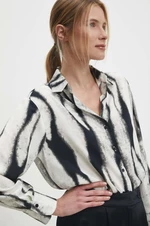 Košeľa Answear Lab dámska, šedá farba, voľný strih, s klasickým golierom