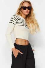 Trendyol Stone Crop Striped Knitwear Sweater