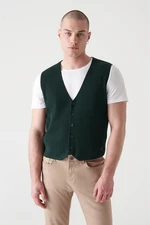 Avva Men's Green Textured Vest