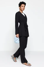 Trendyol Black Knitted Tunic-Pants Set with Fastening Detail in the Front