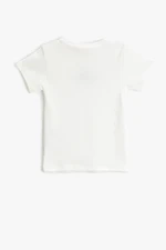 Koton Basic T-Shirt with Short Sleeves Embroidered Detailed Textured.