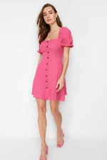 Trendyol Fuchsia A-Line Mini Woven Dress with Balloon Sleeves