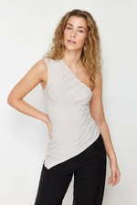 Trendyol Stone One-Shoulder Premium Yarn / Special Yarn Knitwear Blouse