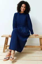 Trendyol Navy Blue Pleat Detailed Comfort Woven Dress